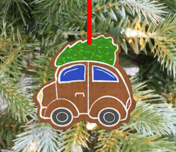 Digital design - Gingerbread cookie car with tree