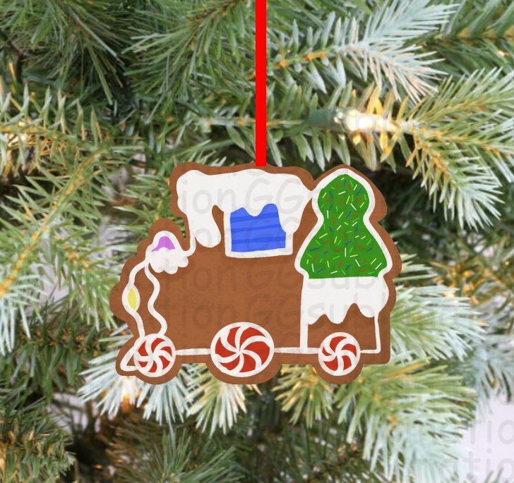 Digital design - Gingerbread cookie train with tree