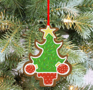 Digital design - Gingerbread cookie tree with bulbs