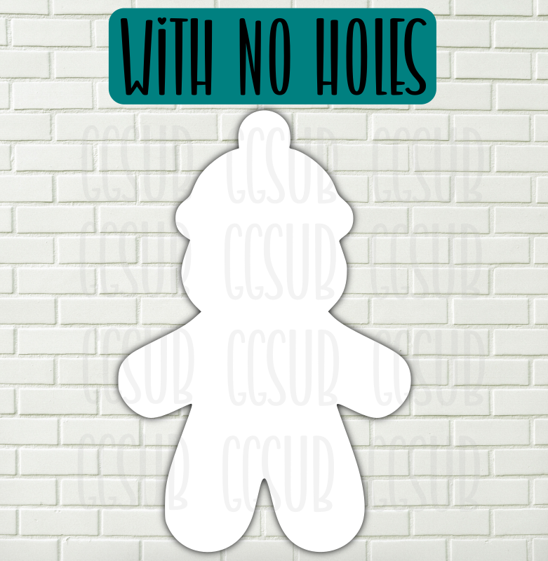 MDF - Gingerbread with beanie withOUT holes 2 sizes to choose from (gr ...