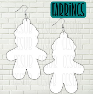 MDF - Gingerbread with beanie earrings 3 sizes to choose from