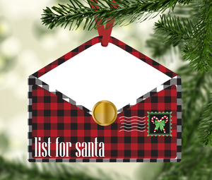 Digital design- Plaid Santa letter red and black