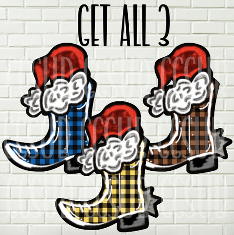 Digital design- Plaid cowboy boot set 2