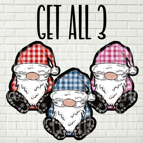 Digital design- Plaid Santa Gnomes