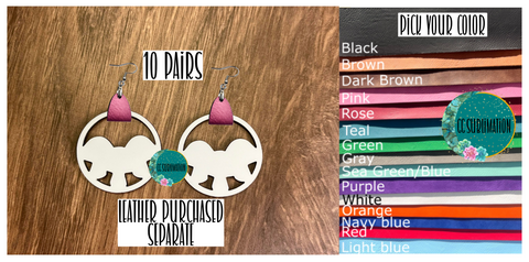 MDF - Mushroom Tiro leather earrings - 10 pairs