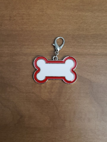 Red dog bone dog tag, pendant, or keychain