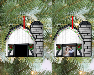 Digital design - White Christmas barn ornament with silo
