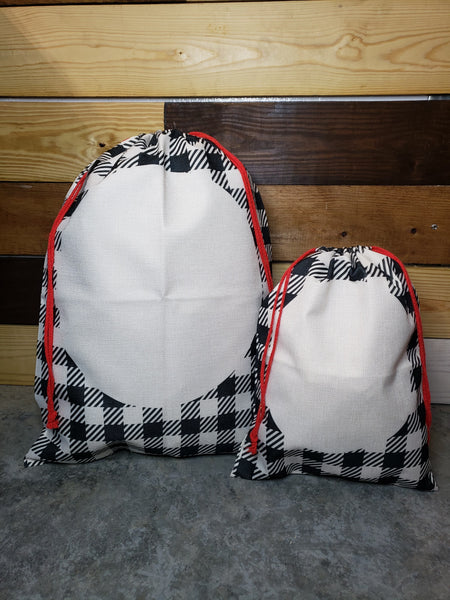 Black plaid Santa sack - bulk pricing available