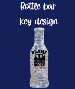 Digital design- bottle bar key design blame it all on the booze