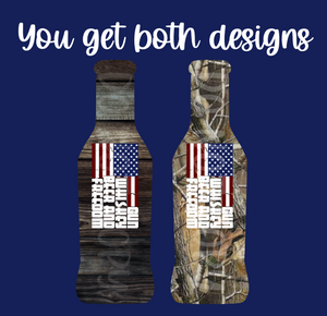 Digital design- bottle bar key design gun, whiskey, beer, and freedom