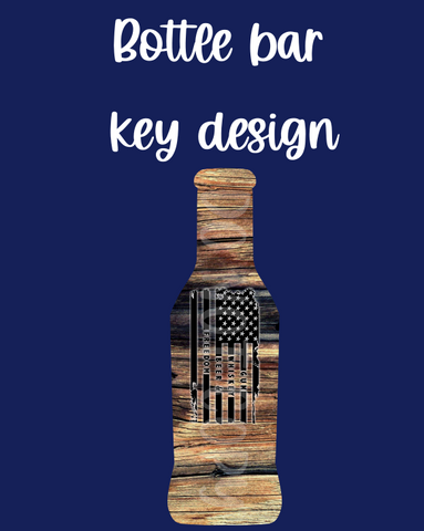 Digital design- bottle bar key design gun, whiskey, beer, and freedom black