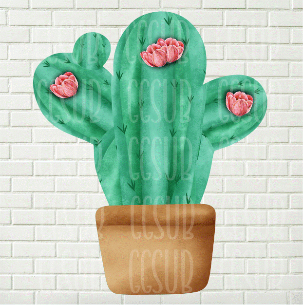 Digital design- Cactus in pot with flowers