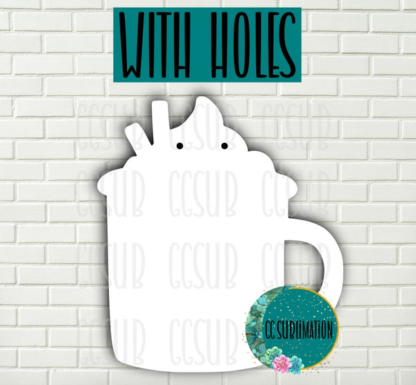 MDF - Coffee mug door hanger with holes 5 sizes to choose from