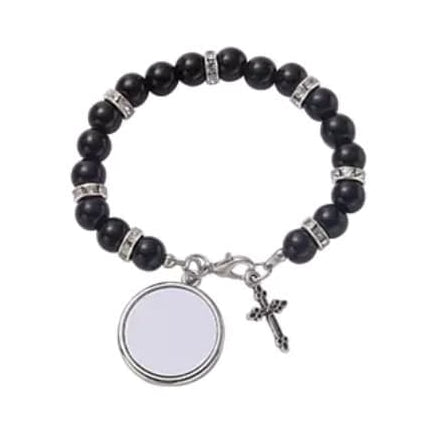 Black pearl cross bracelet