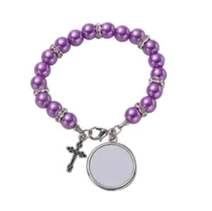 Purple pearl cross bracelet