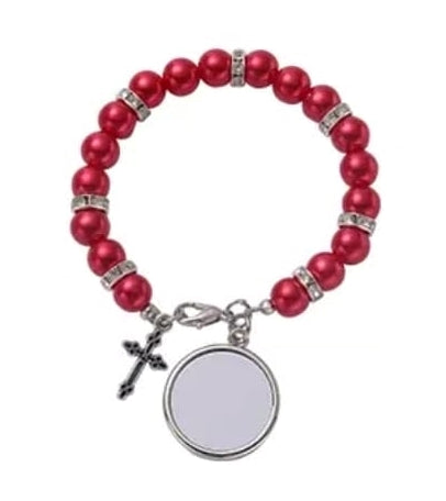 Red pearl cross bracelet