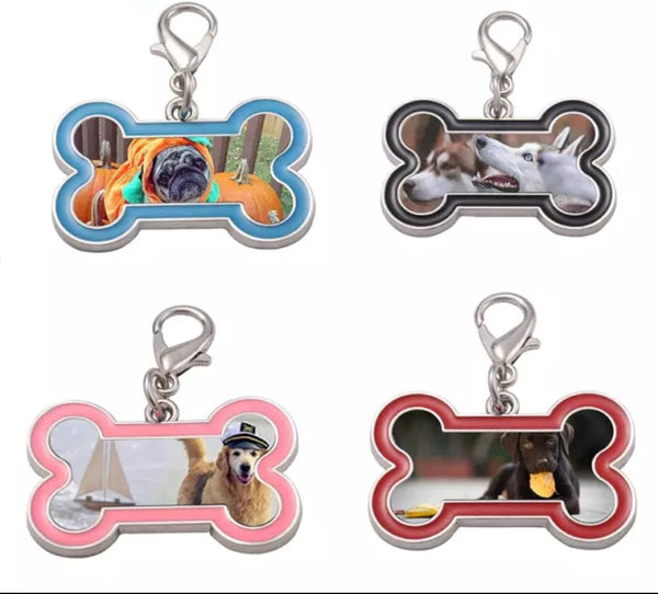 Blue dog bone dog tag, pendant, or keychain