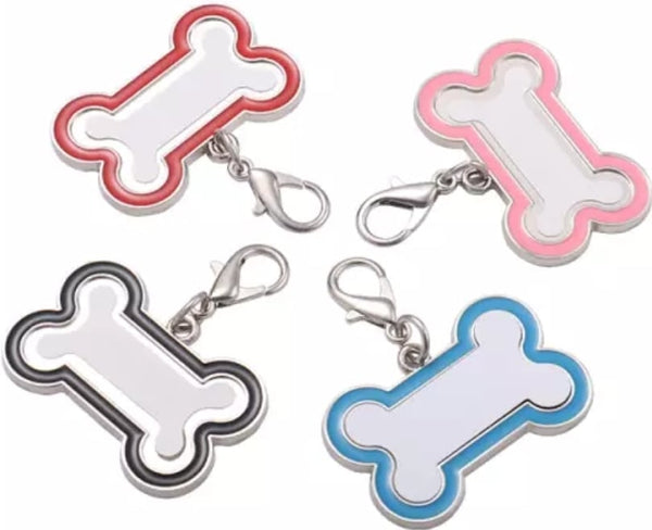 Blue dog bone dog tag, pendant, or keychain