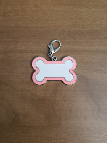 Pink dog bone dog tag, pendant, or keychain