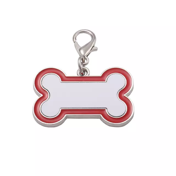 Red dog bone dog tag, pendant, or keychain