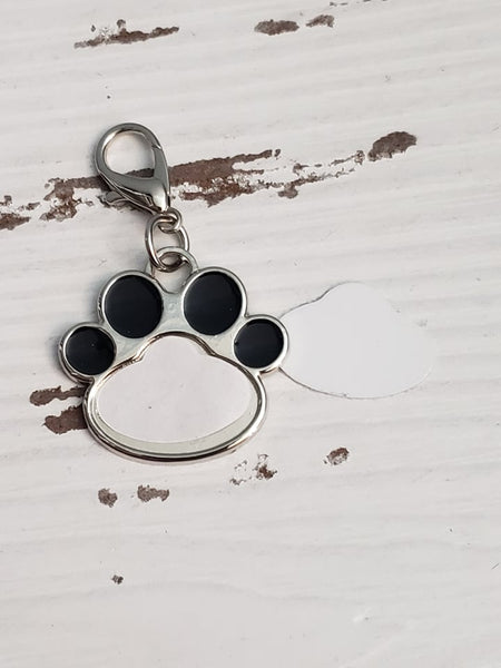 Black dog paw dog tag, pendant, or keychain