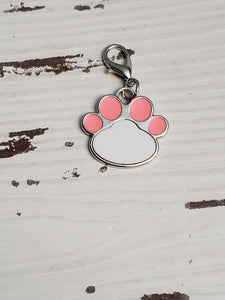 Pink dog paw dog tag, pendant, and keychain