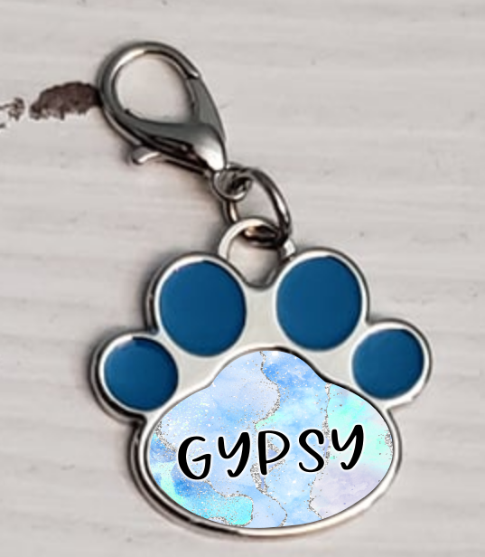 Digital Download- Blue marble glitter dog tag design