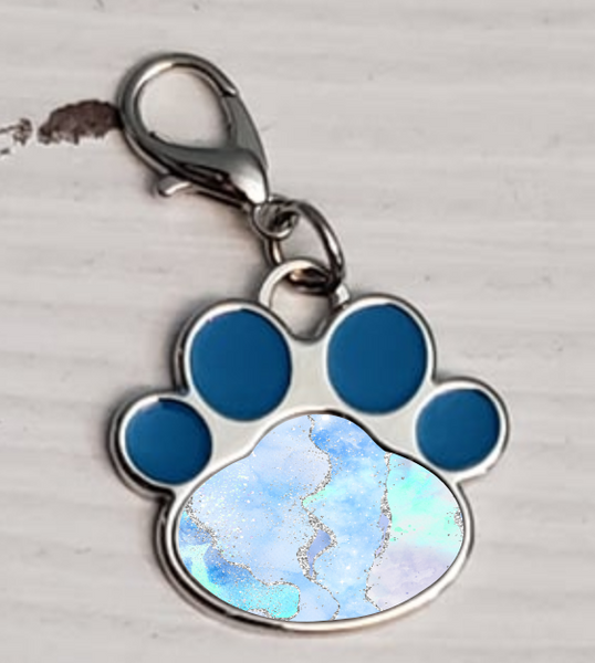 Digital Download- Blue marble glitter dog tag design