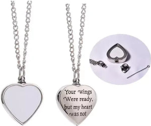Heart shaped cremation pendant necklace