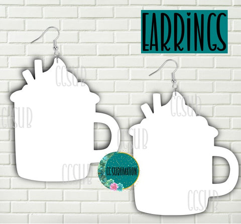 MDF - coffee mug earrings 2 sizes to choose from