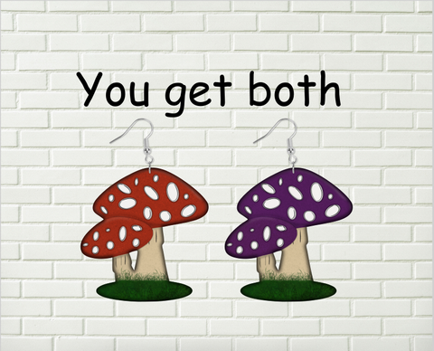 Digital design - Double mushroom design red and purple