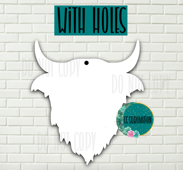 MDF - Highland cow wall hanger with holes 5 sizes to choose from