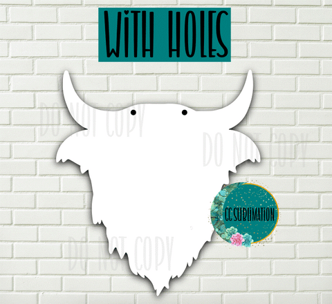 MDF - Highland cow wall hanger with holes 5 sizes to choose from
