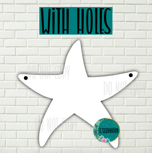 MDF - Starfish wall hanger with holes 5 sizes to choose from