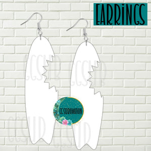 MDF - surfboard with shark bite earrings 2 sizes to choose from