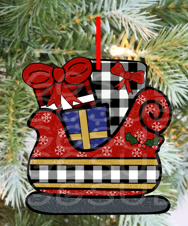 Digital design - Red sleigh ornament design