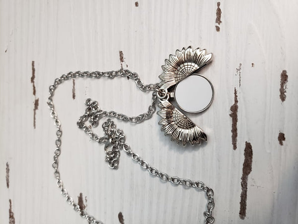 Sunflower locket necklace