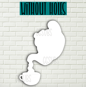 MDF - Tea pot door hanger withOUT holes 5 sizes to choose from